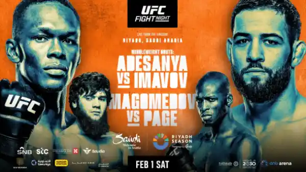 Watch UFC Fight Night: Adesanya vs Imavov 2/1/25 – 1 February 2025